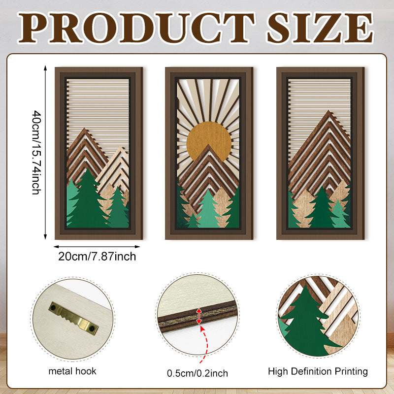Rustic Wooden Wall Hanging Decor with Hollow Design for Bedroom and Living Room, Wall Art Decoration