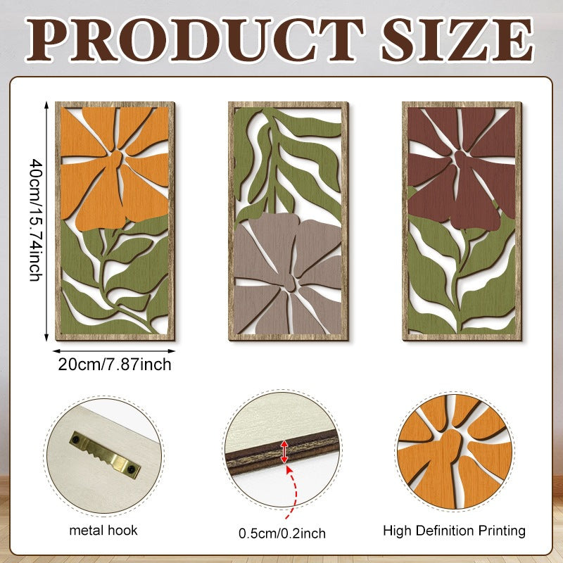 Rustic Wooden Wall Hanging Decor with Hollow Design for Bedroom and Living Room, Wall Art Decoration