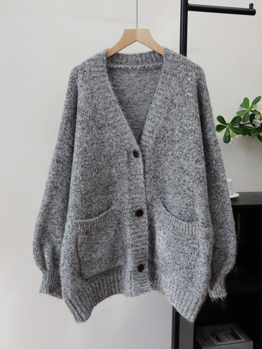 Loose V-neck cardigan sweater