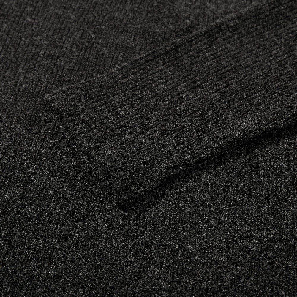 Solid color button half open collar long sleeved sweater