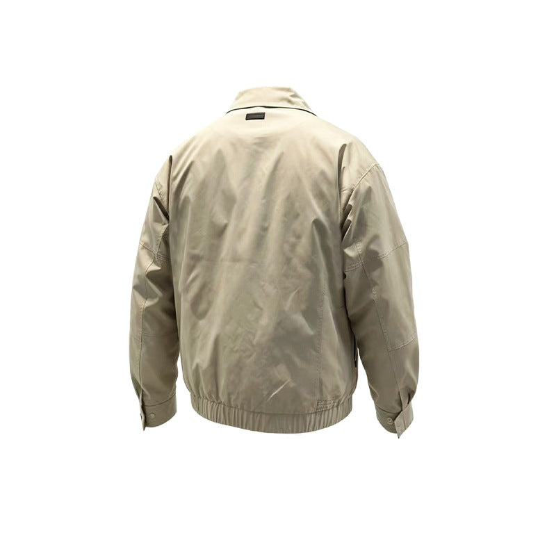 Casual Loose Fitted Rugged Cargo Jacket with Large Pockets and Turn-down Collar for Men