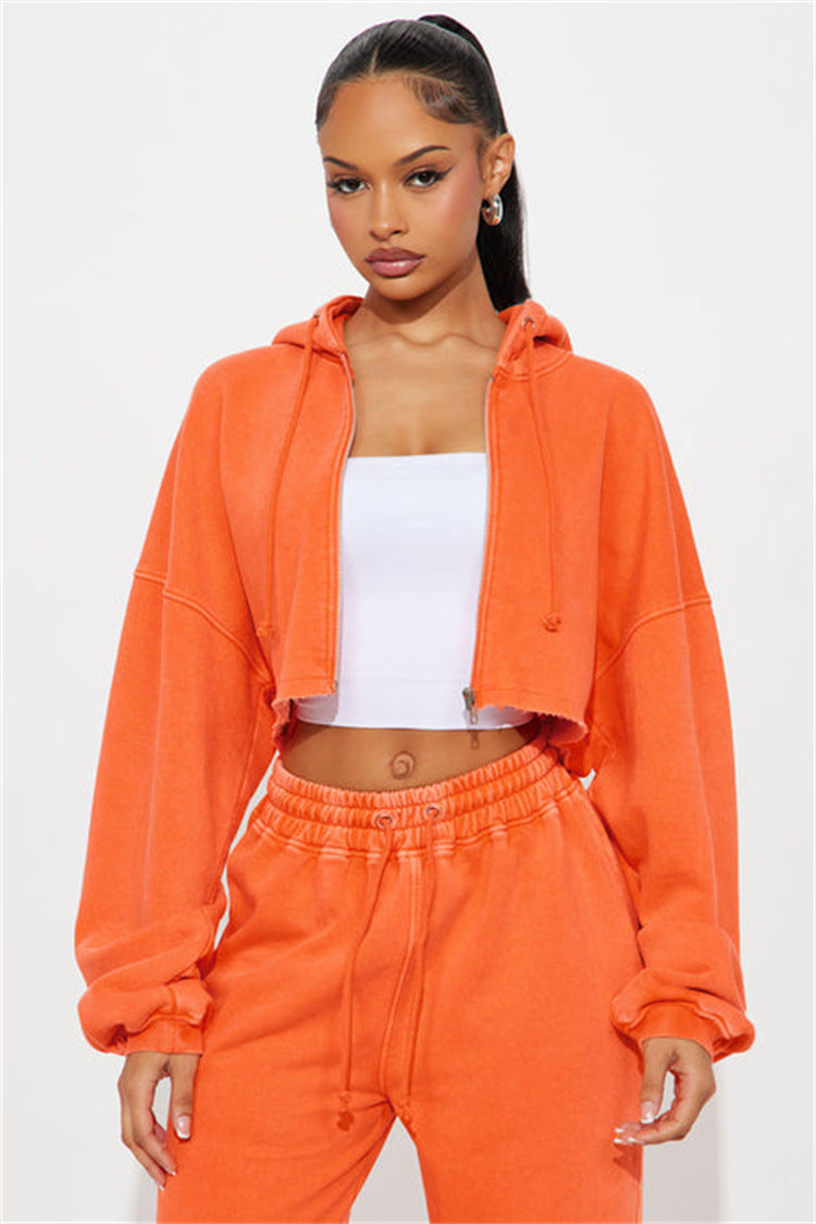 Long Sleeve Sporty Casual Hoodie Set for Women