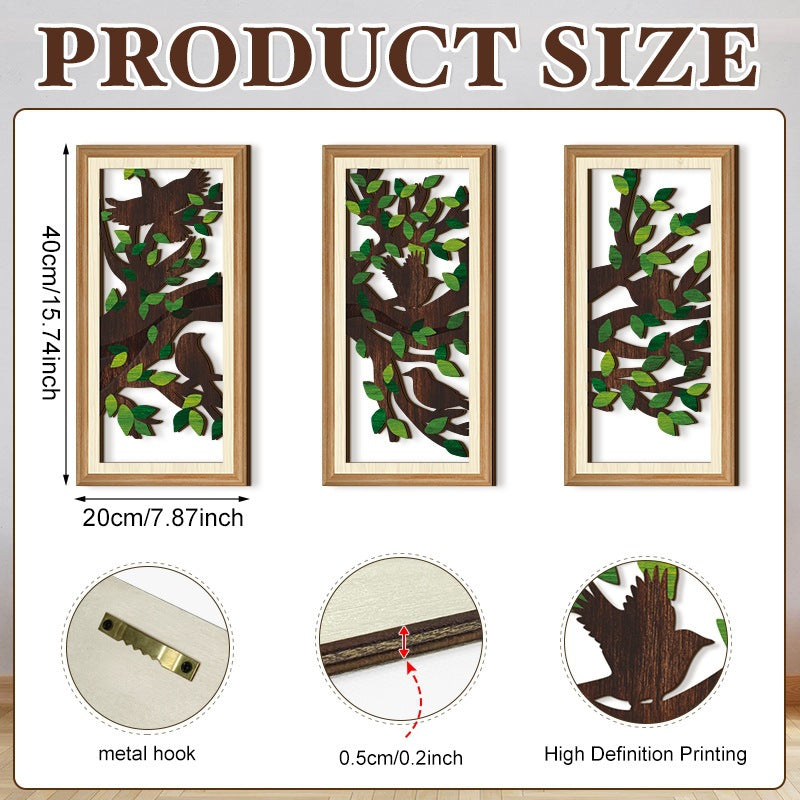 Rustic Wooden Wall Hanging Decor with Hollow Design for Bedroom and Living Room, Wall Art Decoration