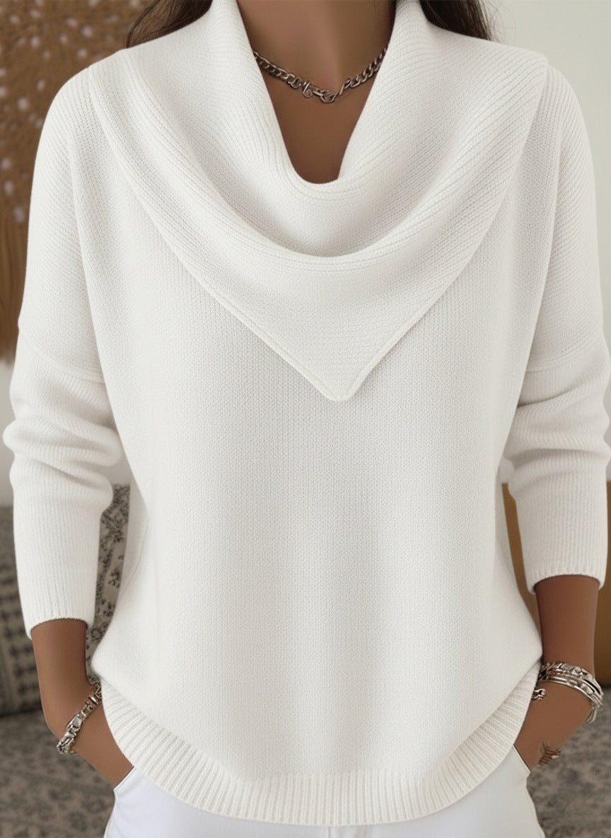 Solid color long sleeved sweater for autumn and winter