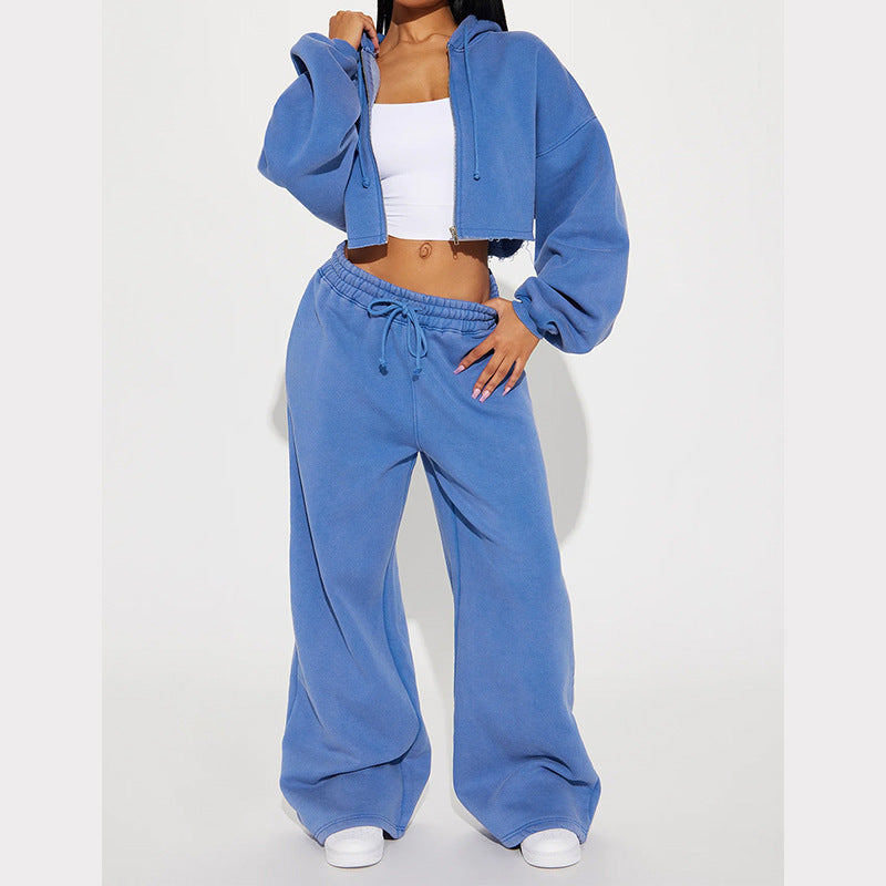 Long Sleeve Sporty Casual Hoodie Set for Women