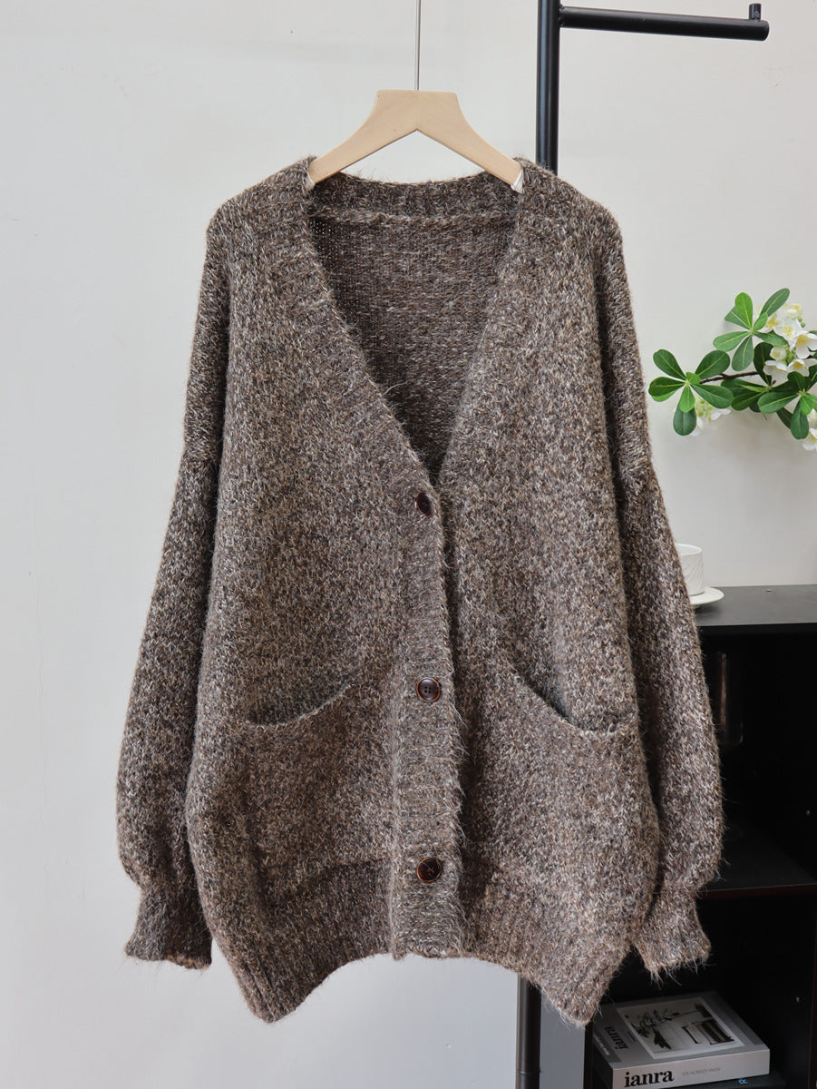 Loose V-neck cardigan sweater