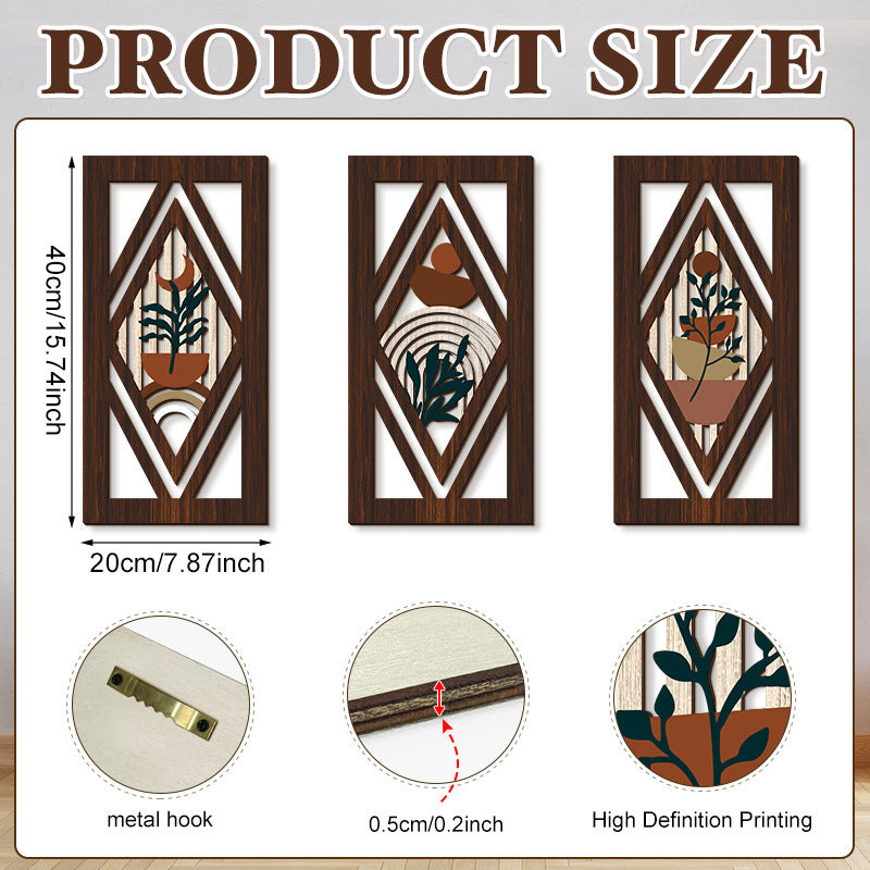 Rustic Wooden Wall Hanging Decor with Hollow Design for Bedroom and Living Room, Wall Art Decoration