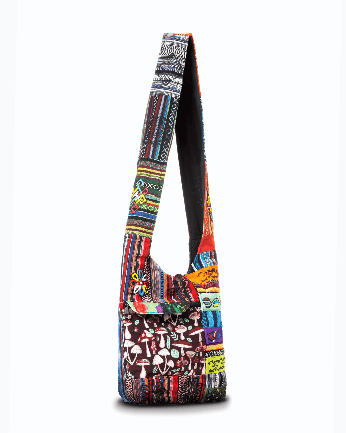 Kathmandu Collection Tribal Stripe Patchwork Hobo Bag