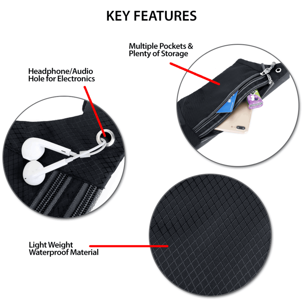 XGear Fitness Waterproof Fanny Pack for Running and Travel