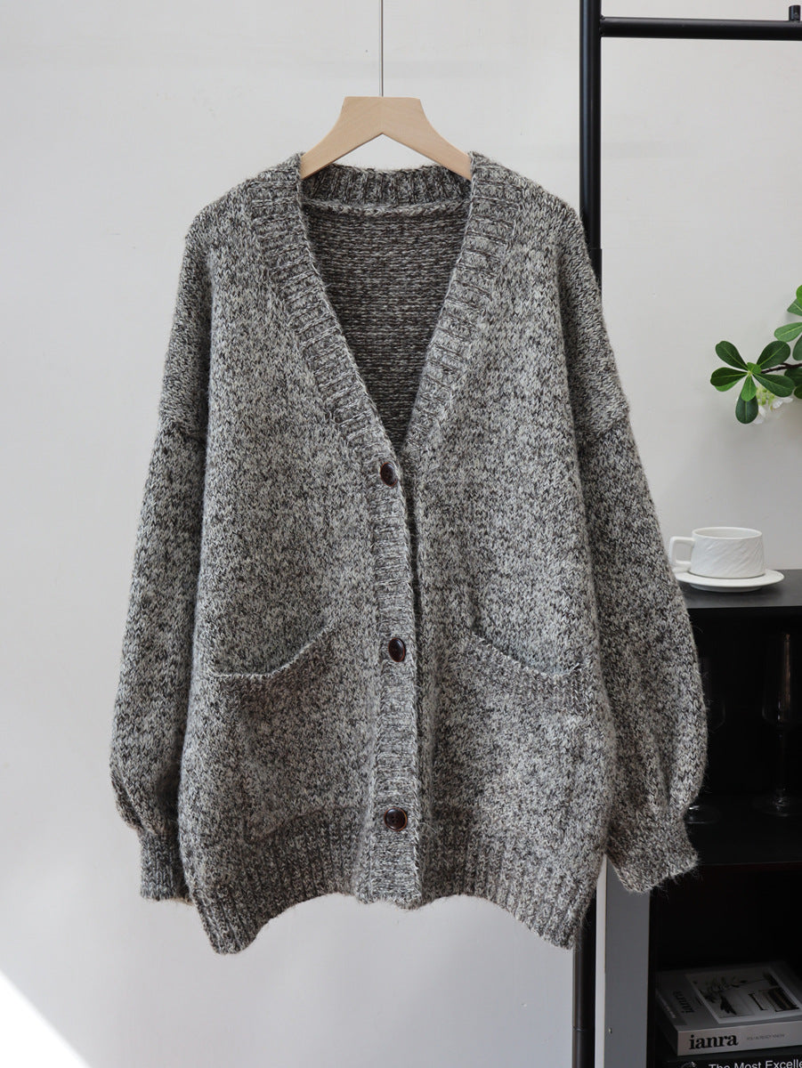 Loose V-neck cardigan sweater