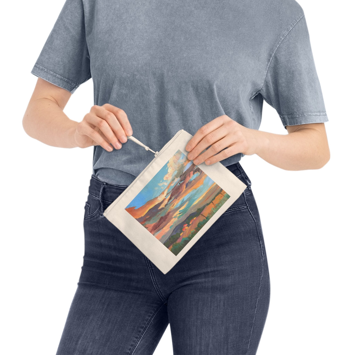 Eco-Friendly Pouch with 'Fall Sky' I Original Artwork by American Artist Barbara Cleary  (Fall Collection)