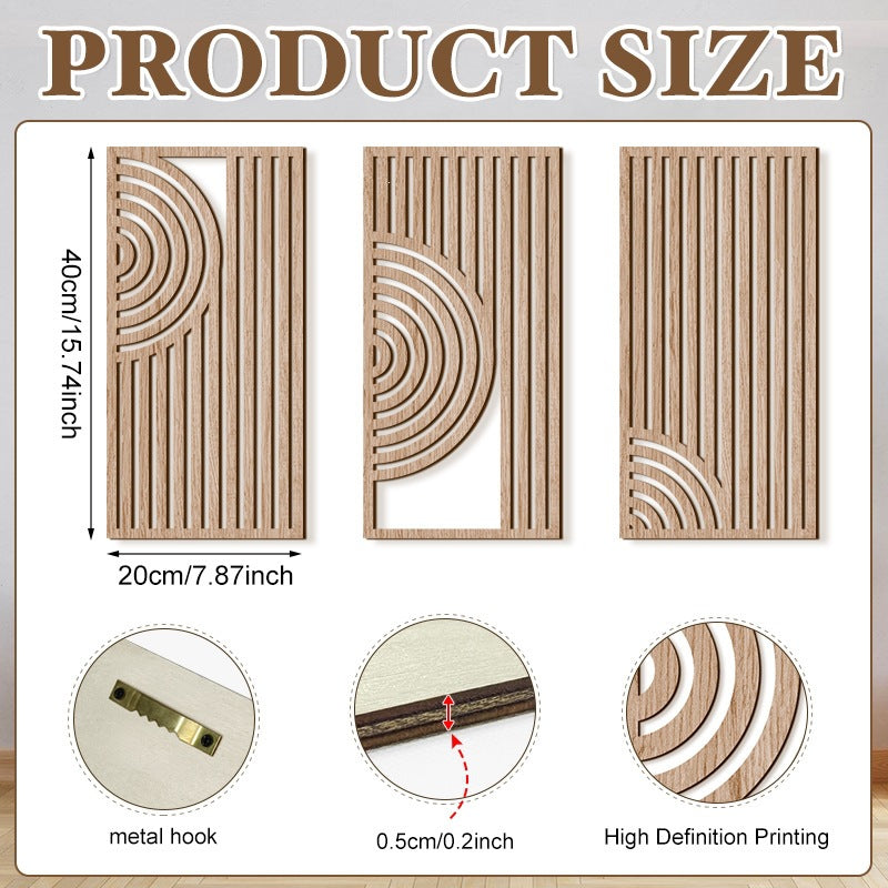 Rustic Wooden Wall Hanging Decor with Hollow Design for Bedroom and Living Room, Wall Art Decoration