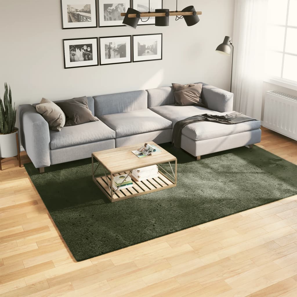 VidaXL rug huarte short pile soft washable 200x280 cm forest green