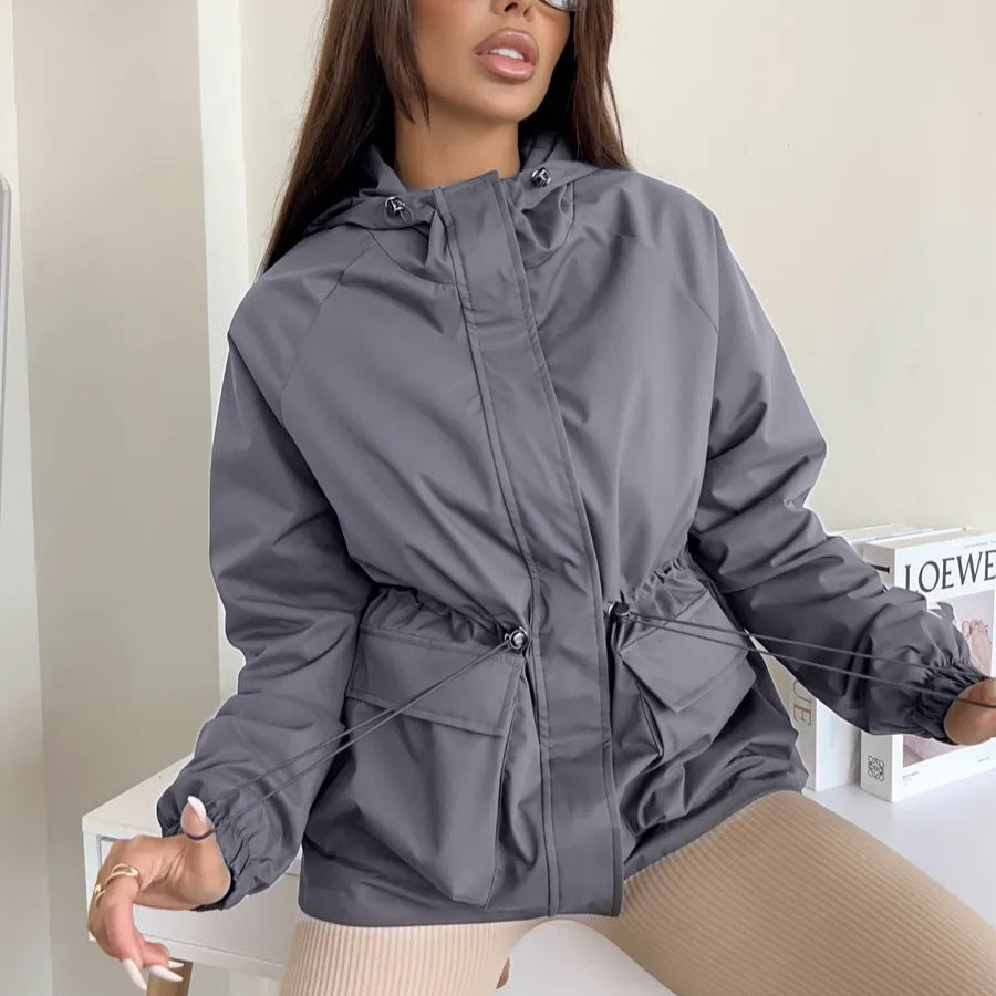 Women's Hooded Long Sleeve Waterproof Parka Outdoor Hiking Jacket