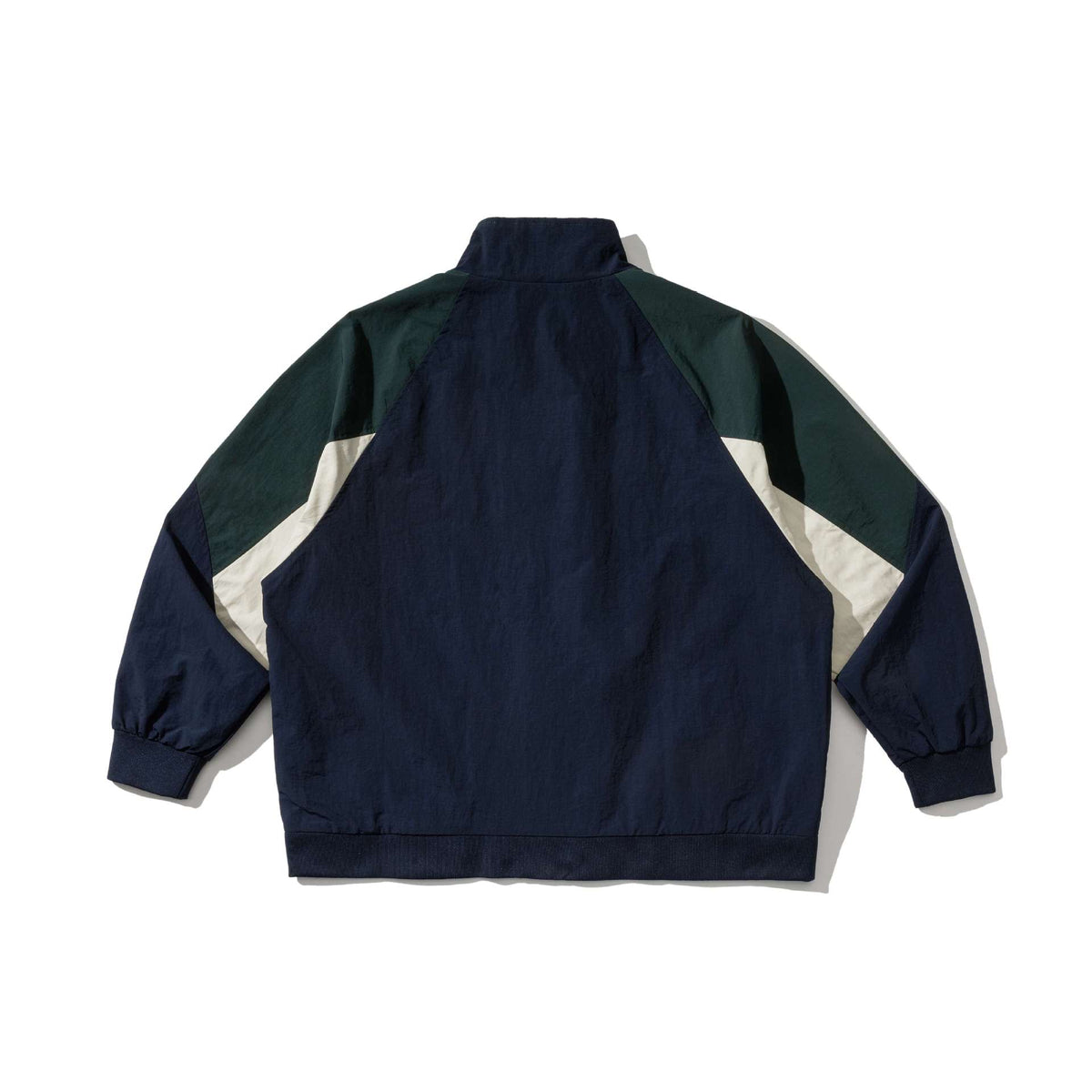Color-block Design Zipper Stand-up Collar Loose Fit Couple Jacket