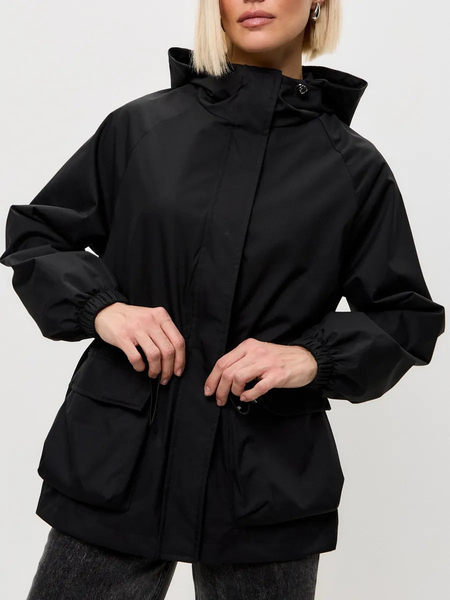Women's Hooded Long Sleeve Waterproof Parka Outdoor Hiking Jacket