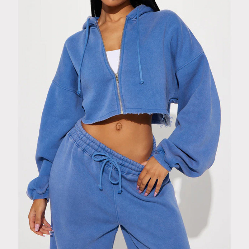 Long Sleeve Sporty Casual Hoodie Set for Women