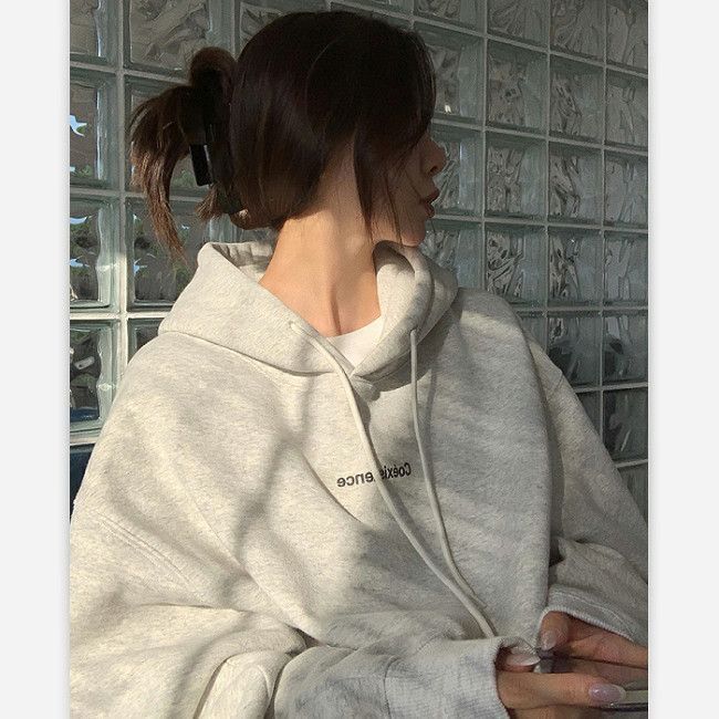 Chic Lightweight Hoodie for Women with Letter Print, Casual Loose Fit