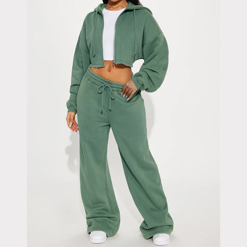 Long Sleeve Sporty Casual Hoodie Set for Women