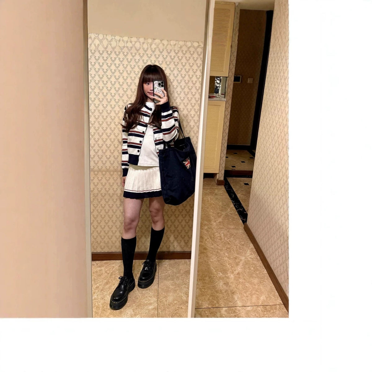 Striped Knitted Cardigan for Women in Autumn