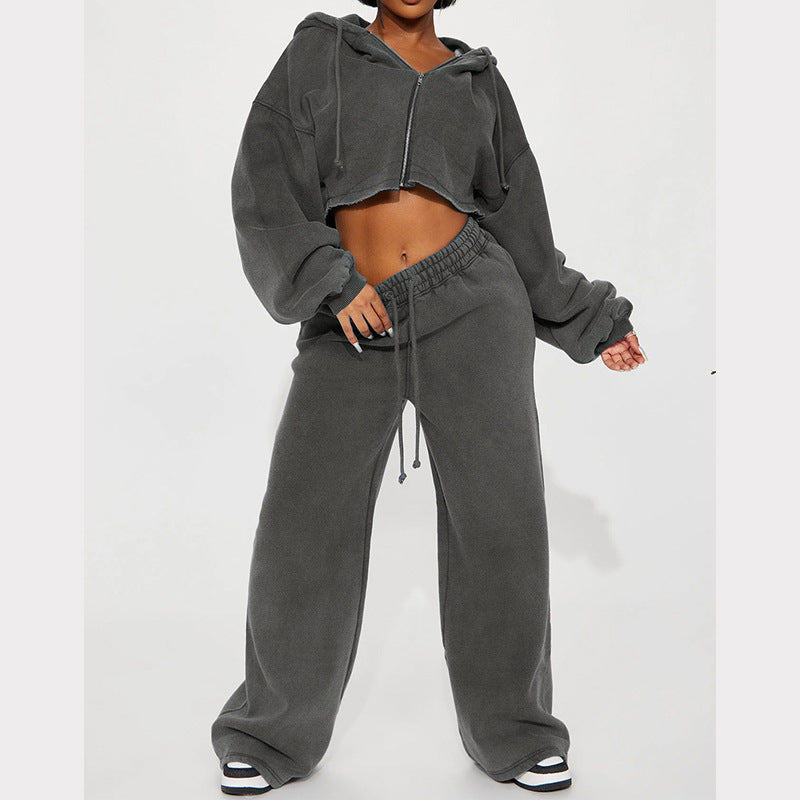 Long Sleeve Sporty Casual Hoodie Set for Women