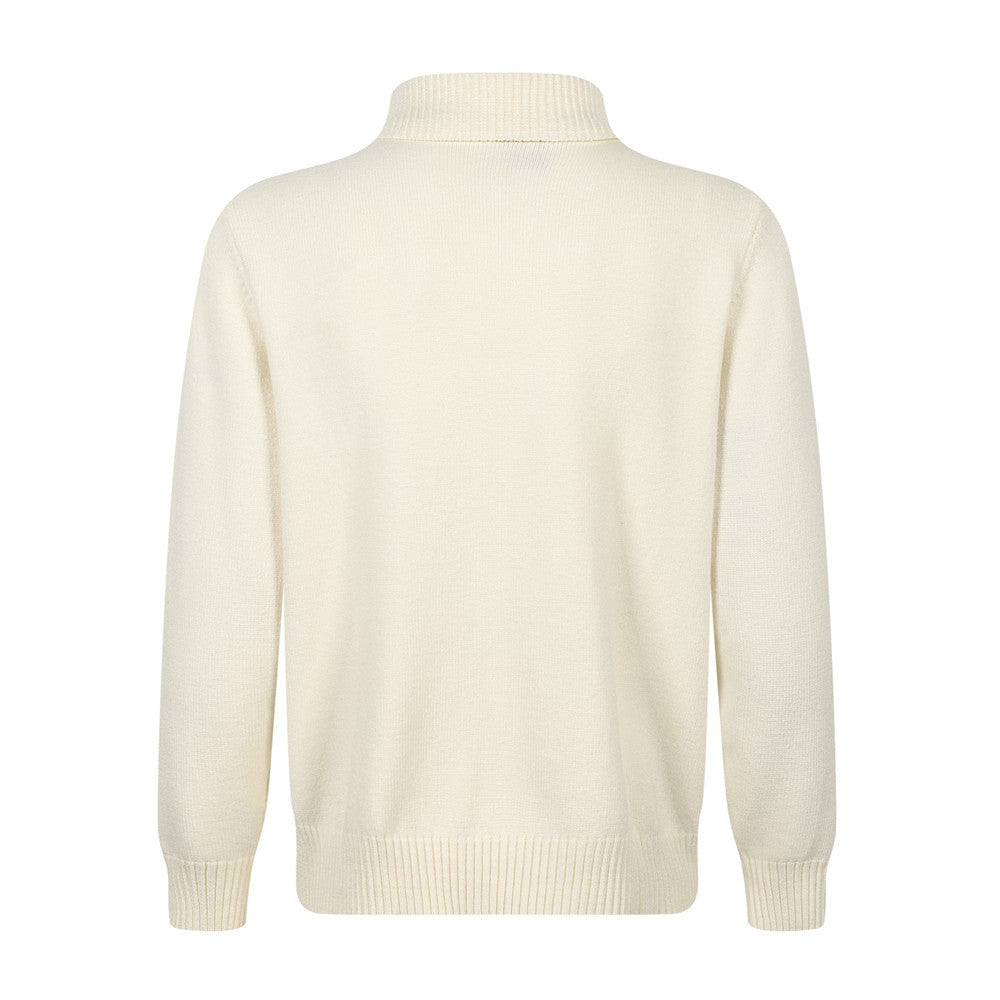 Oblique button high neck knitted sweater