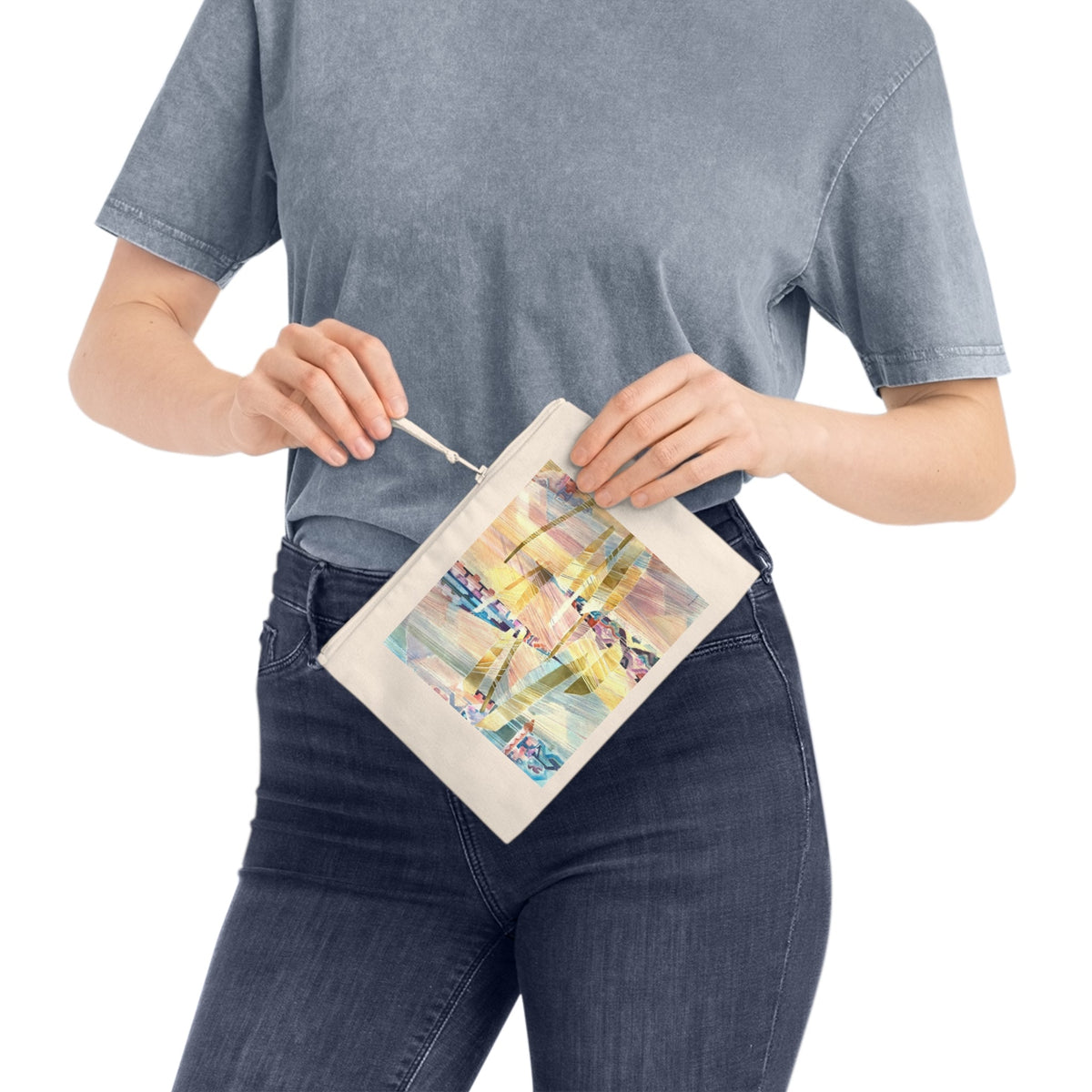 Eco-Friendly Pouch with 'Loom Series' Abstract I Original Artwork by American Artist Barbara Cleary