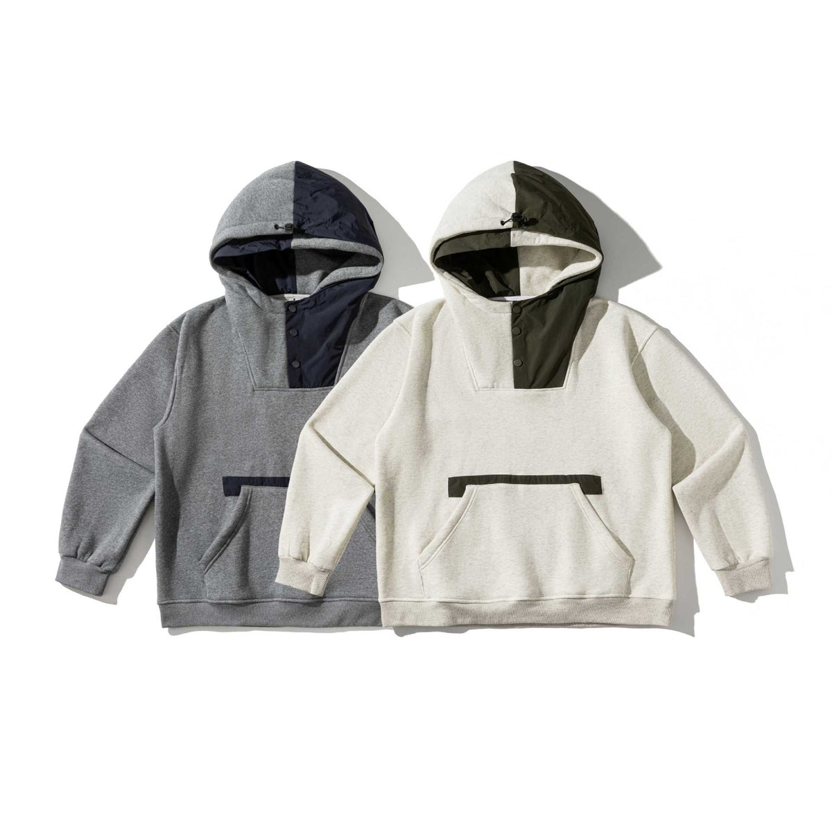 Retro Design Color-Block Spliced Double Hooded Long Sleeve Hoodie