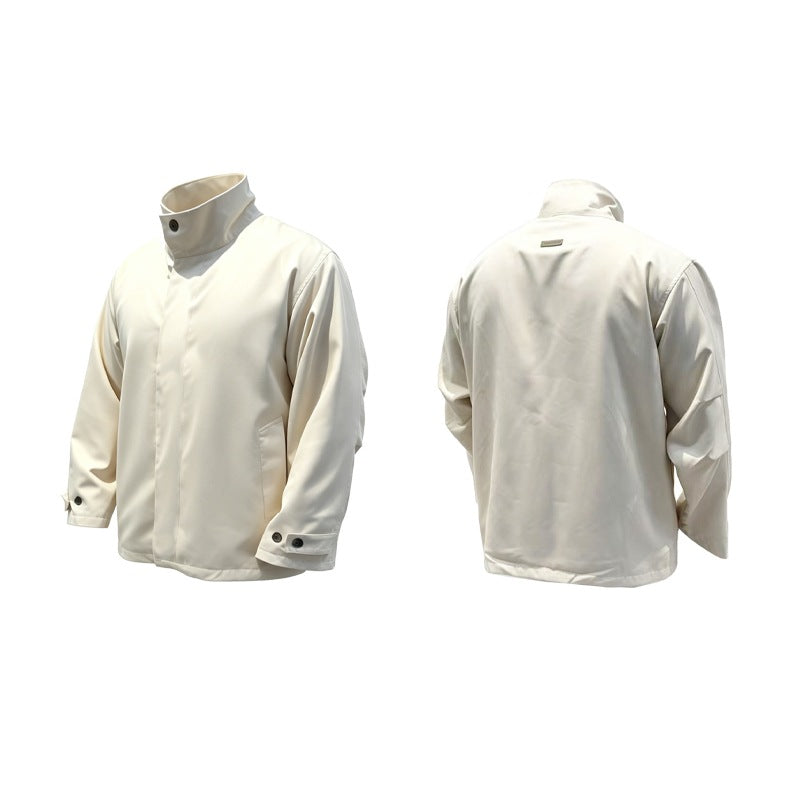 Casual Solid Color Loose Oversized Stand Collar Trench Coat Jacket for Men