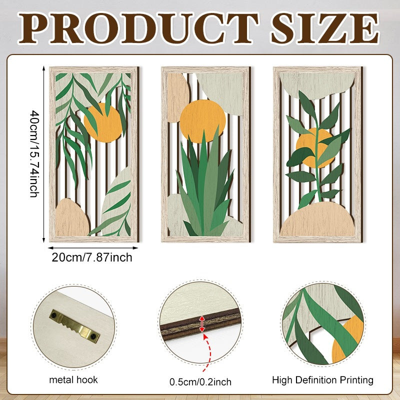 Rustic Wooden Wall Hanging Decor with Hollow Design for Bedroom and Living Room, Wall Art Decoration