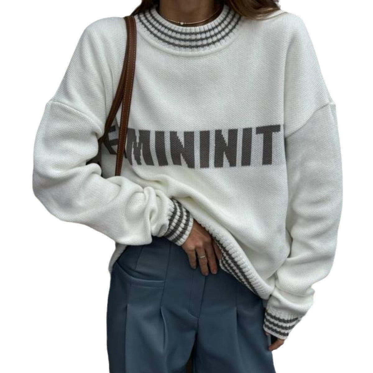 Knitted Sweater Crewneck Pullover Women's Top