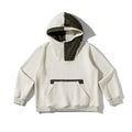 Retro Design Color-Block Spliced Double Hooded Long Sleeve Hoodie