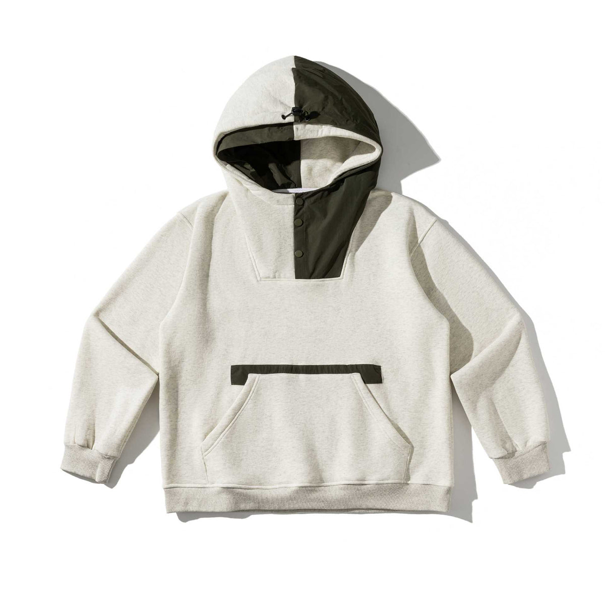 Retro Design Color-Block Spliced Double Hooded Long Sleeve Hoodie