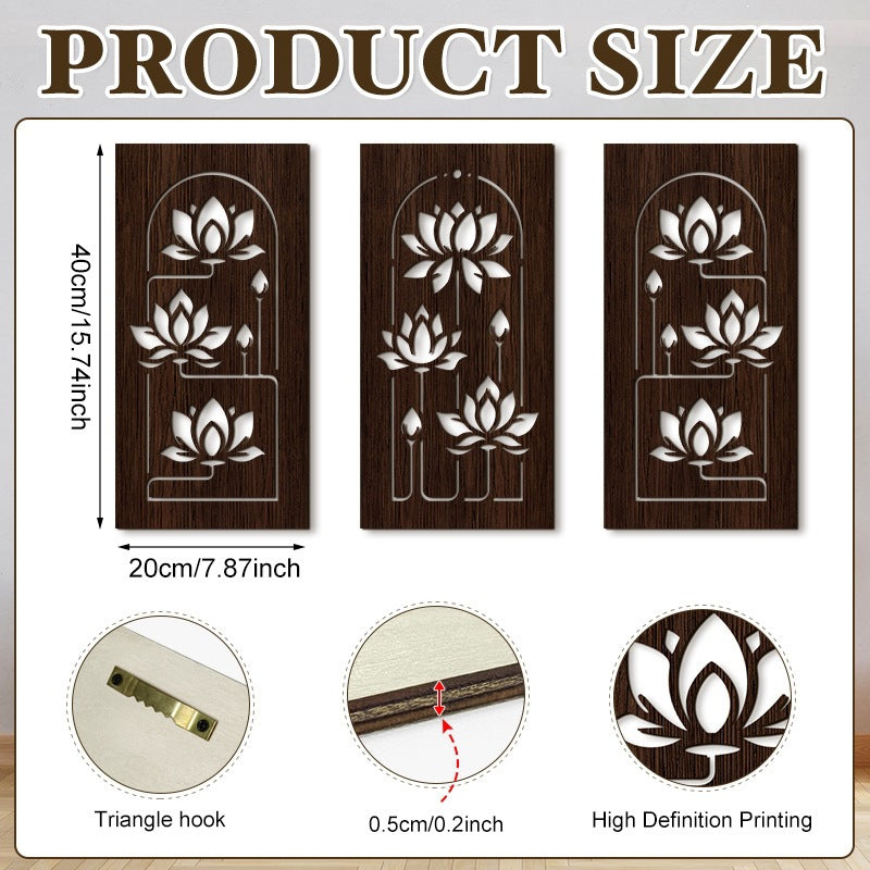 Rustic Wooden Wall Hanging Decor with Hollow Design for Bedroom and Living Room, Wall Art Decoration