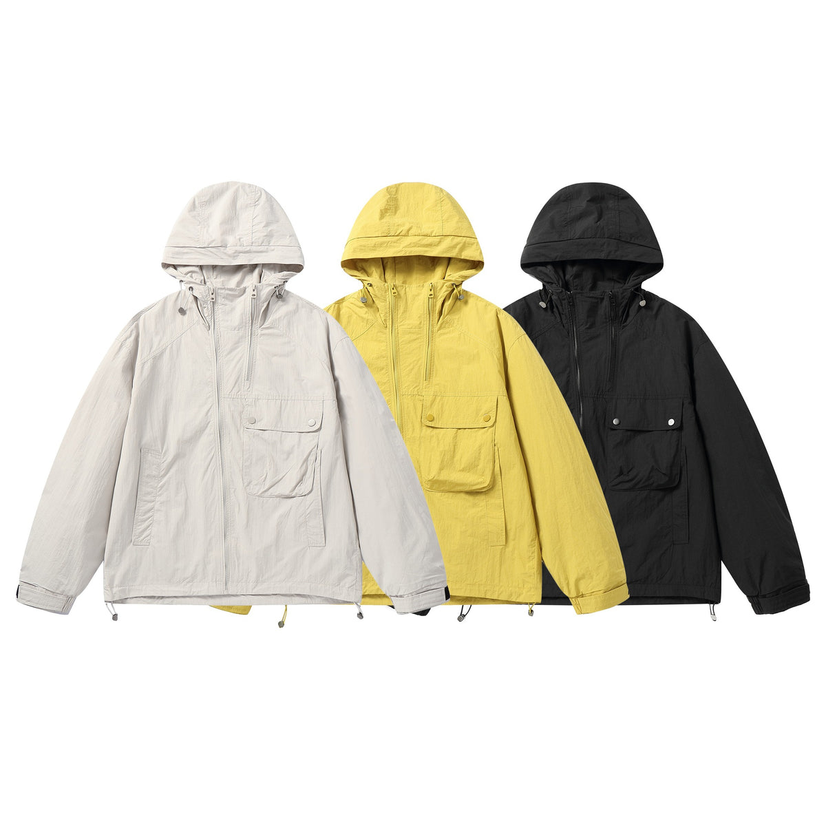 Outdoor Hooded Windbreaker  Loose Fit with 3D Pockets
