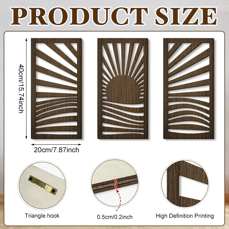 Rustic Wooden Wall Hanging Decor with Hollow Design for Bedroom and Living Room, Wall Art Decoration