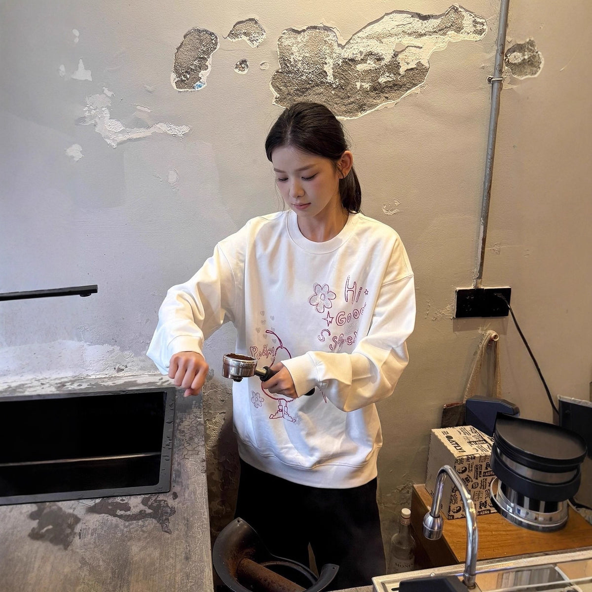 Crewneck Sweatshirt Print Lazy Style Versatile Long Sleeve Hoodless Unique Top Outerwear