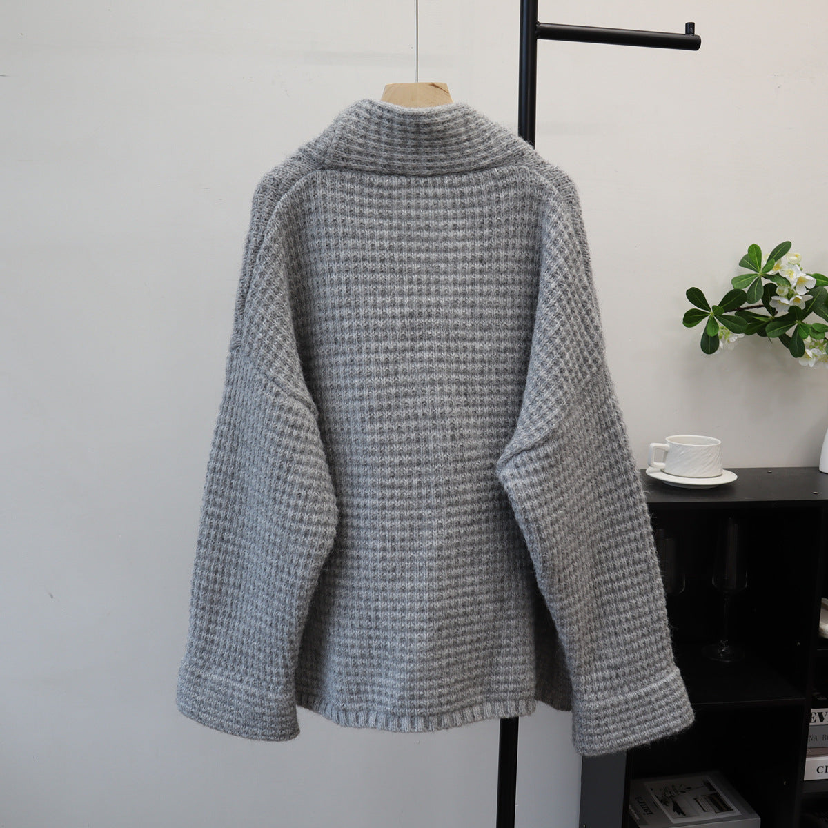 Loose long sleeved V-neck sweater