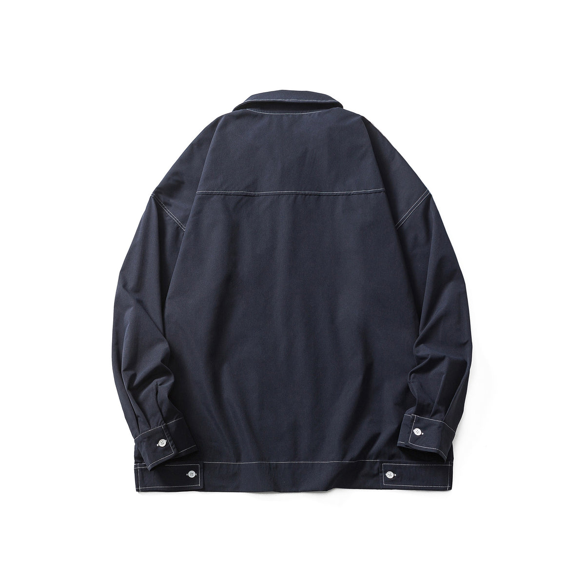 Solid Color Long Sleeve Button Closure  Notched Collar Loose Fit Men's Shirt Jacket