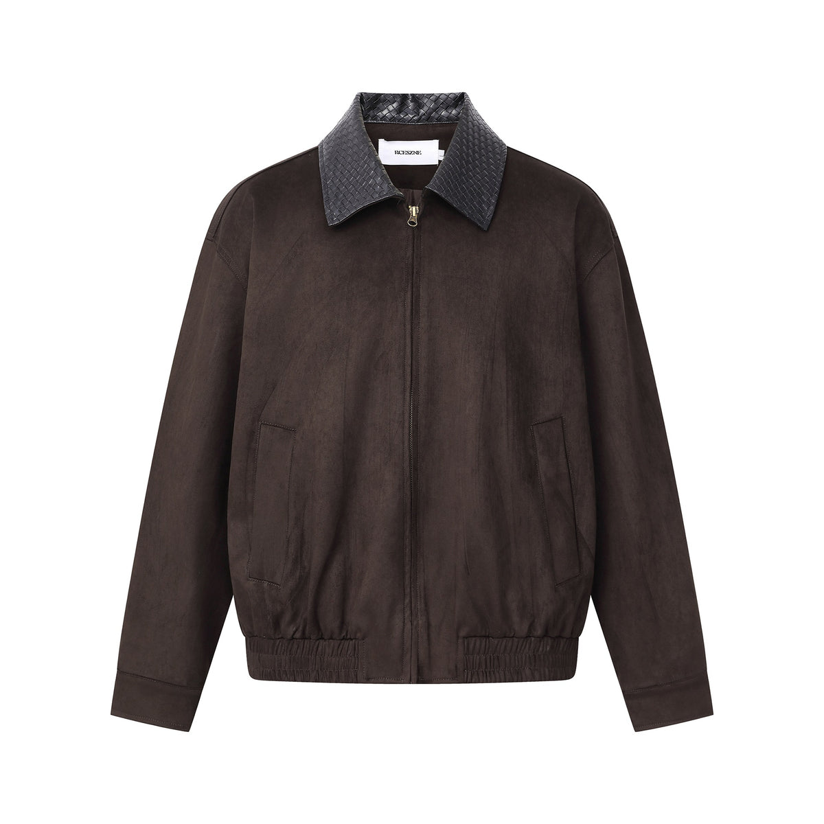 PU Leather Lapel Patchwork Jacket for Men Suede Workwear Jacket