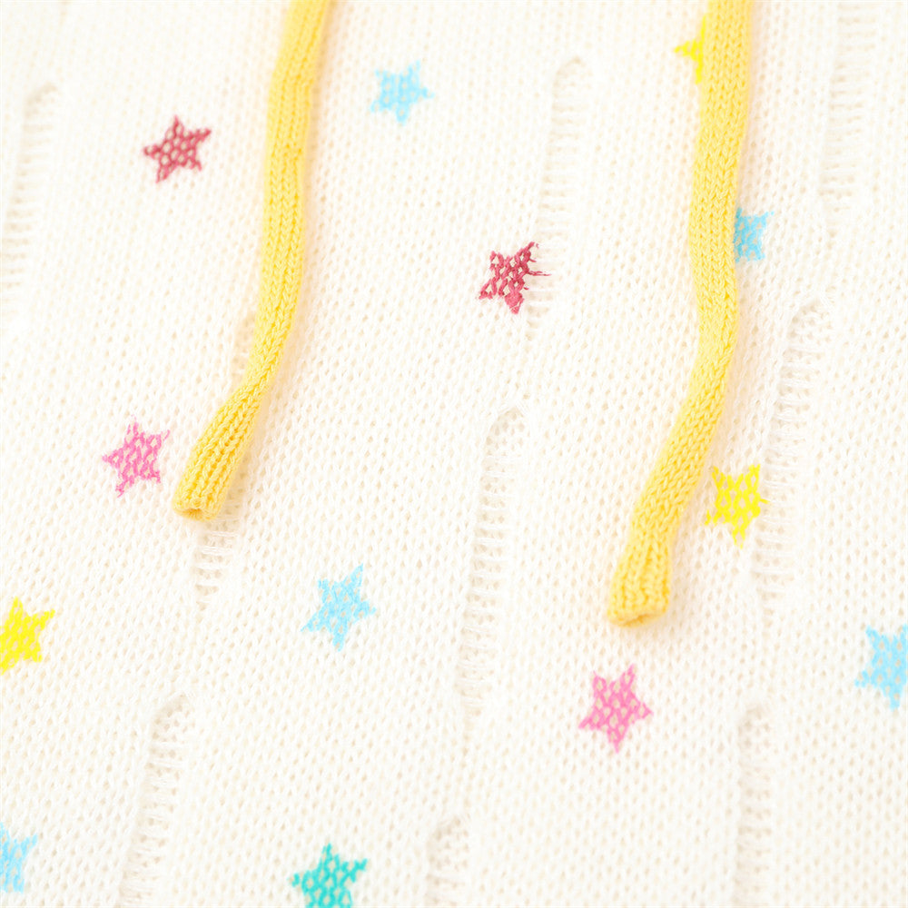 Starry Sky Splicing Color blocked Shoulder Long Sleeve Hoodie Knitted Sweater