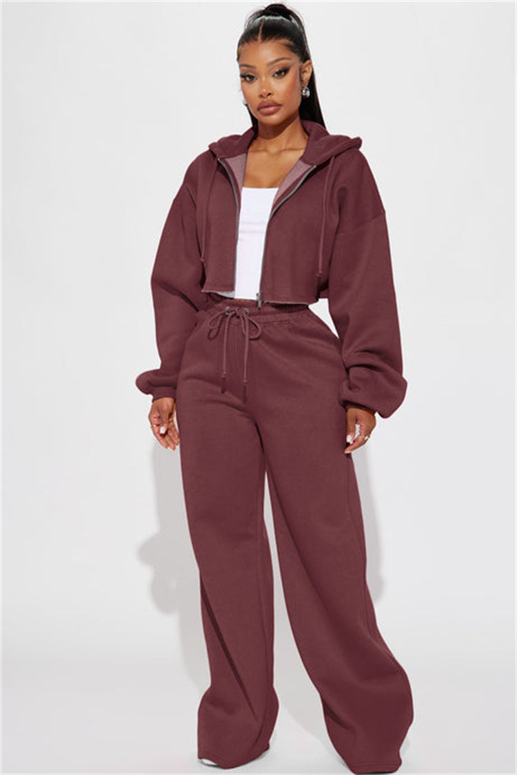 Long Sleeve Sporty Casual Hoodie Set for Women