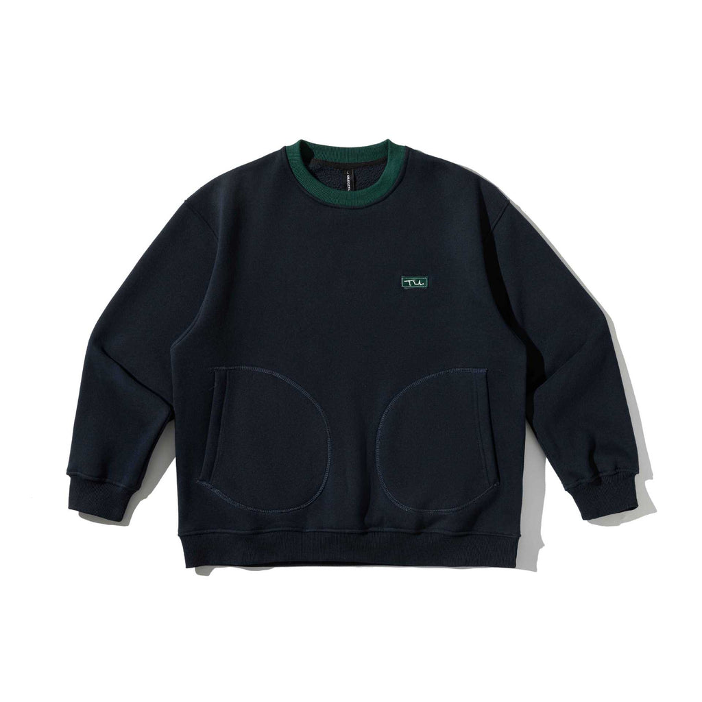 Printed Crewneck Fleece Hoodie Men's Patchwork Pullover