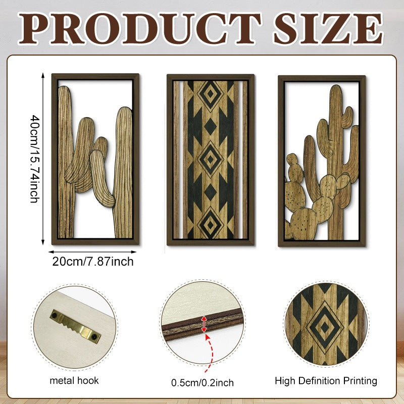 Rustic Wooden Wall Hanging Decor with Hollow Design for Bedroom and Living Room, Wall Art Decoration