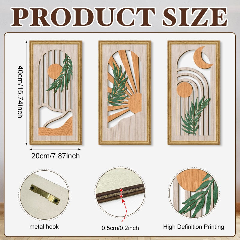 Rustic Wooden Wall Hanging Decor with Hollow Design for Bedroom and Living Room, Wall Art Decoration