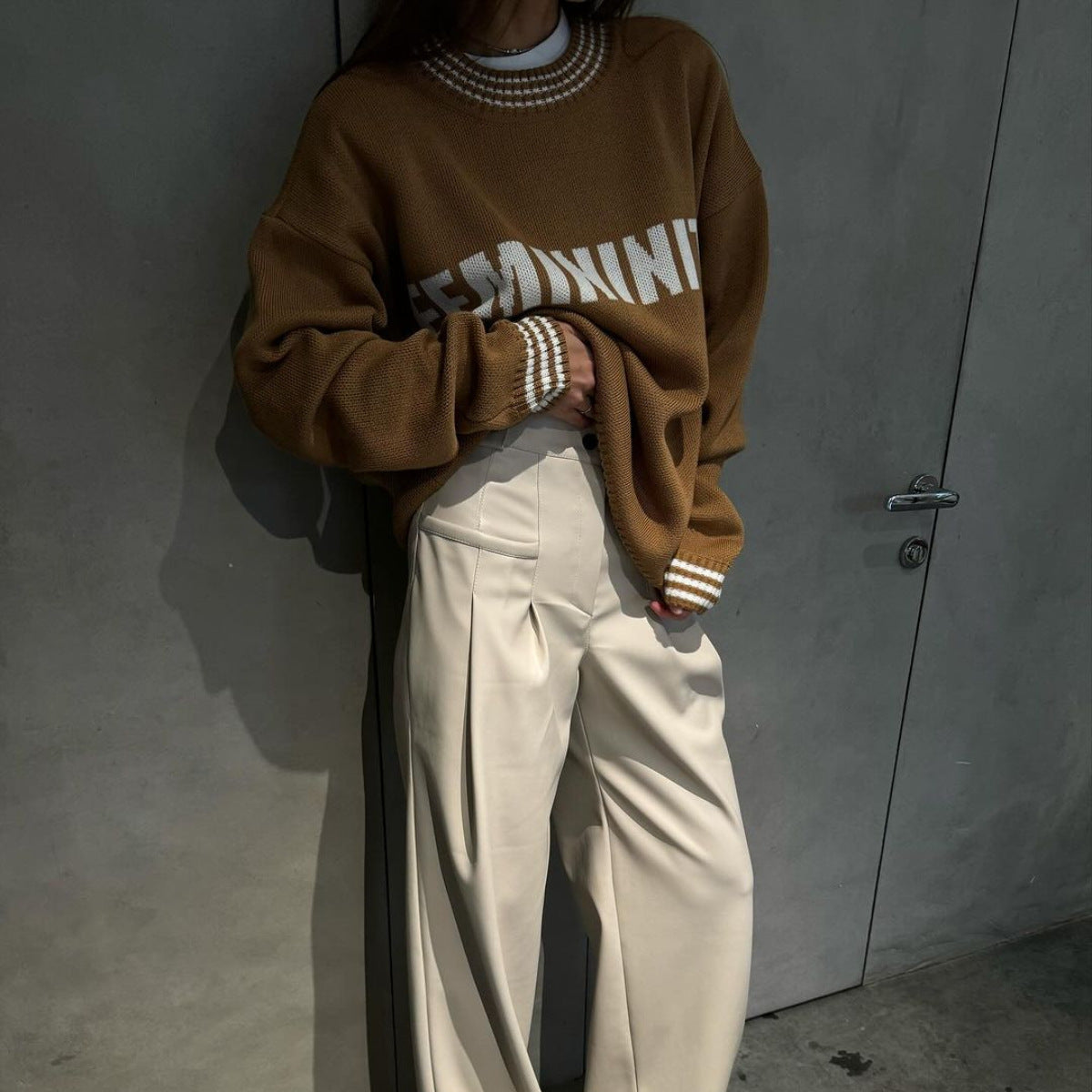 Knitted Sweater Crewneck Pullover Women's Top