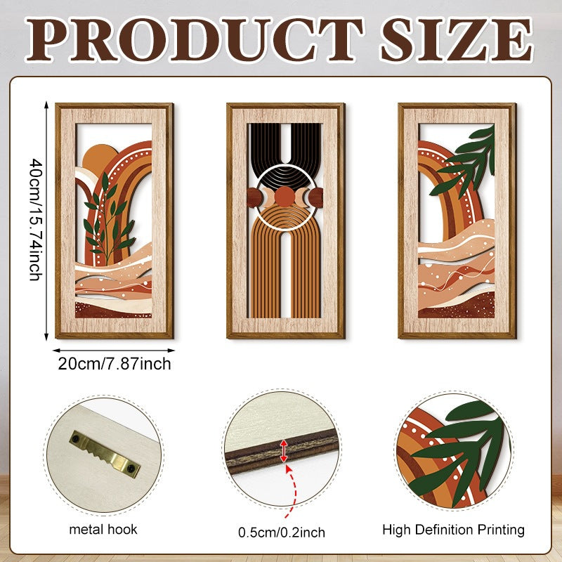 Rustic Wooden Wall Hanging Decor with Hollow Design for Bedroom and Living Room, Wall Art Decoration