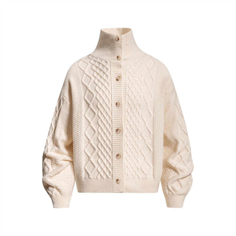 High neck knitted cardigan