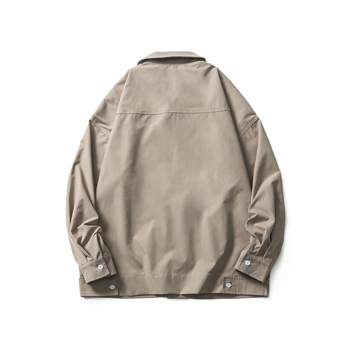 Solid Color Long Sleeve Button Closure  Notched Collar Loose Fit Men's Shirt Jacket