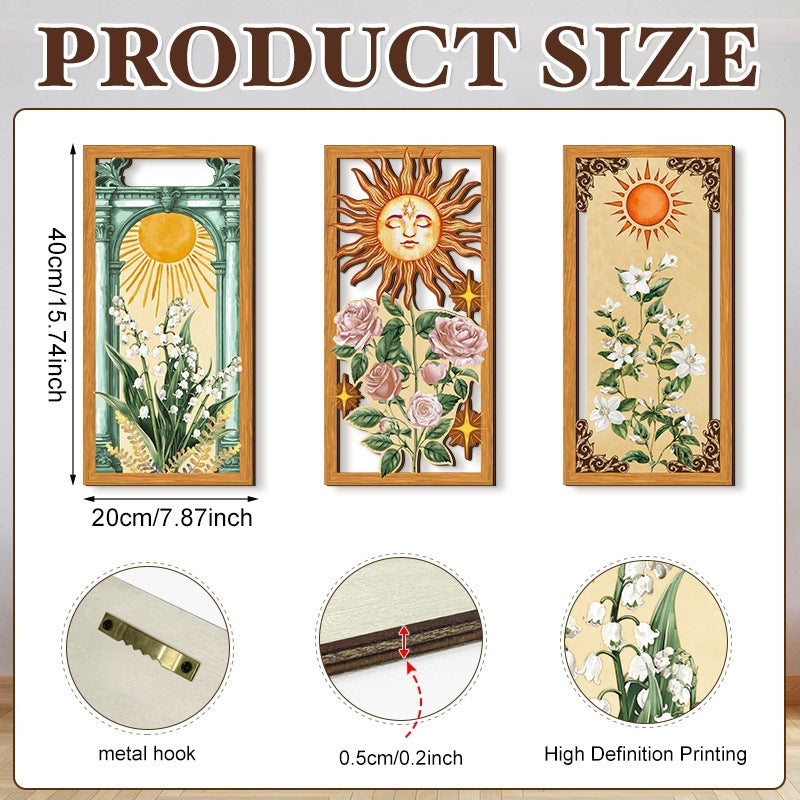 Rustic Wooden Wall Hanging Decor with Hollow Design for Bedroom and Living Room, Wall Art Decoration